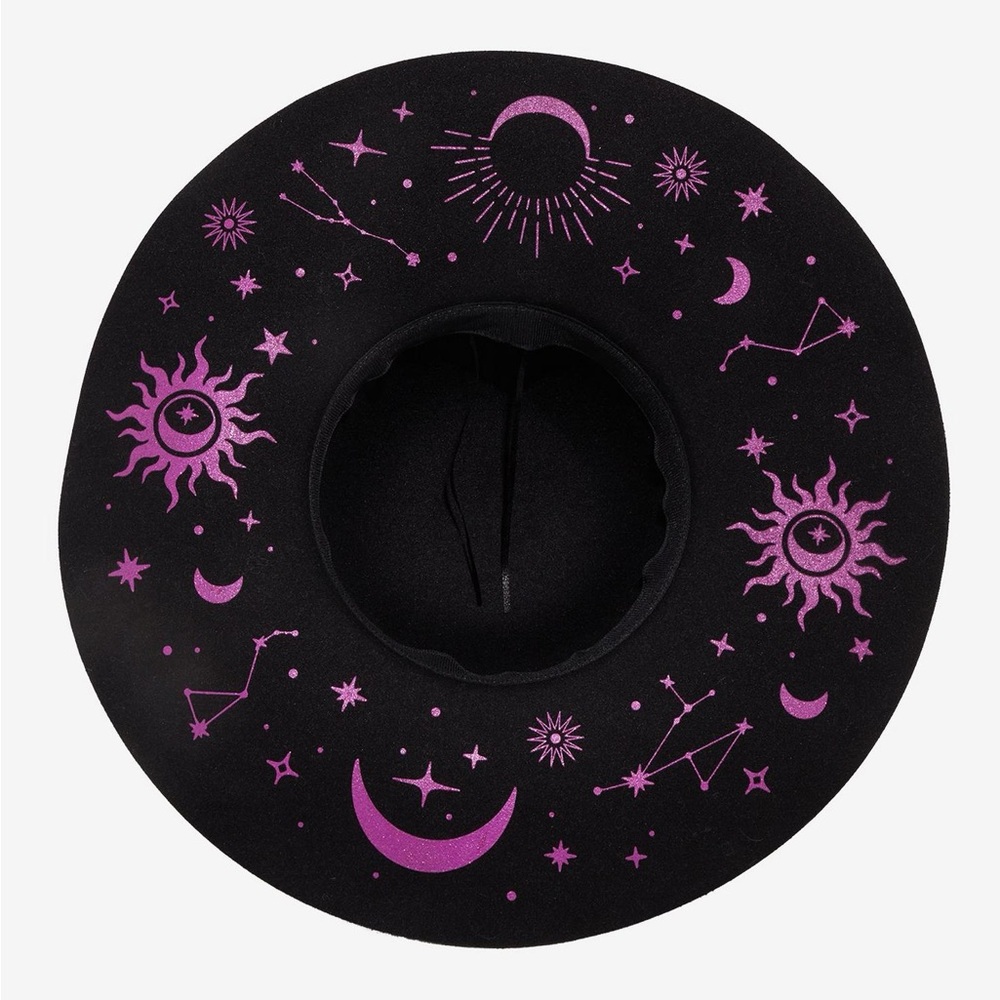 Black and Purple Celestial Wide Brim Floppy Hat NWT - Picture 2 of 7